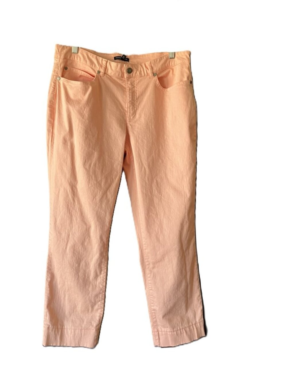 Eileen Fisher Organic Cotton Pants Womens 12 Cantaloupe Orange Straight Leg
